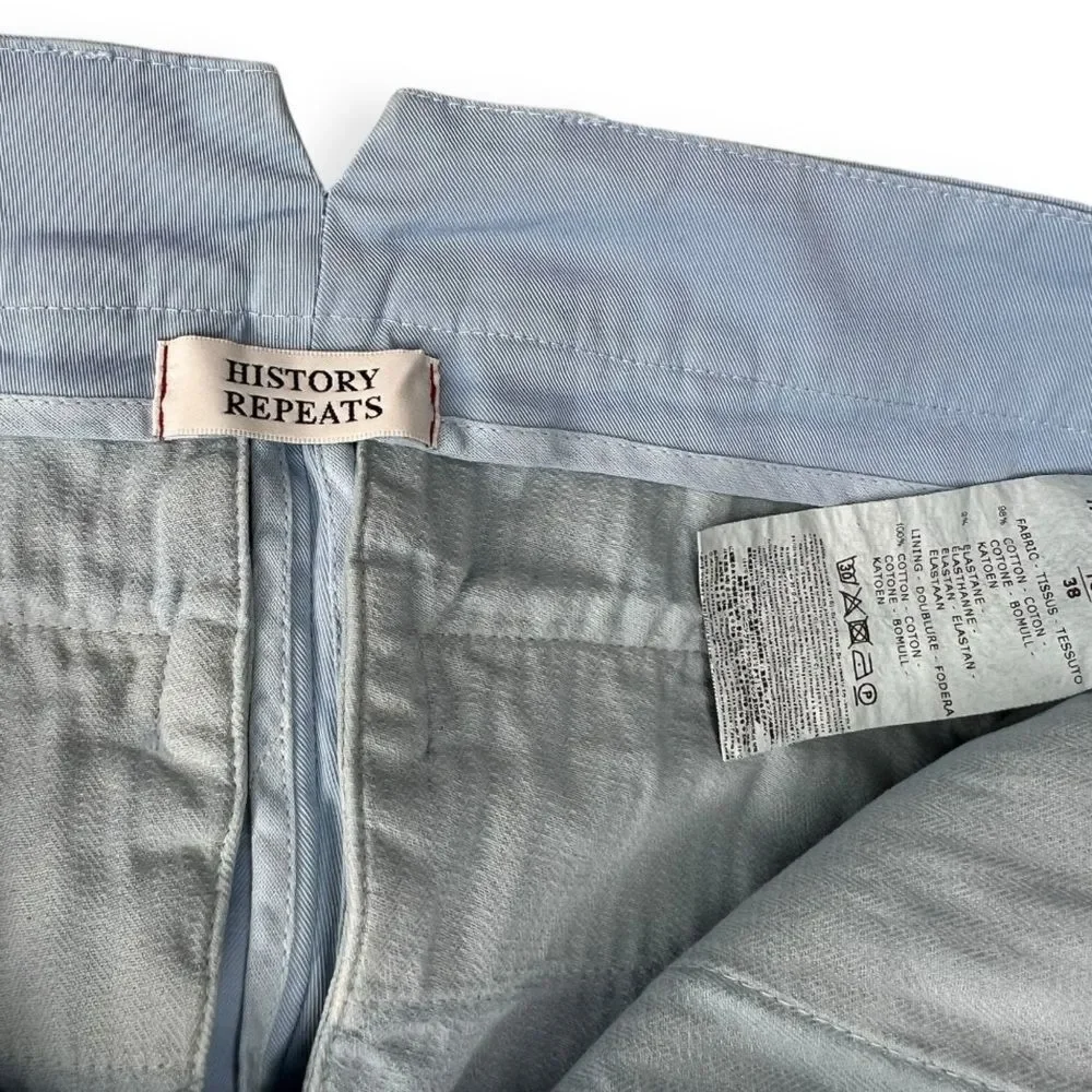 Anthropologie History Repeats Pants Blue Embroidered Beaded Metallic Size 38‎ 2